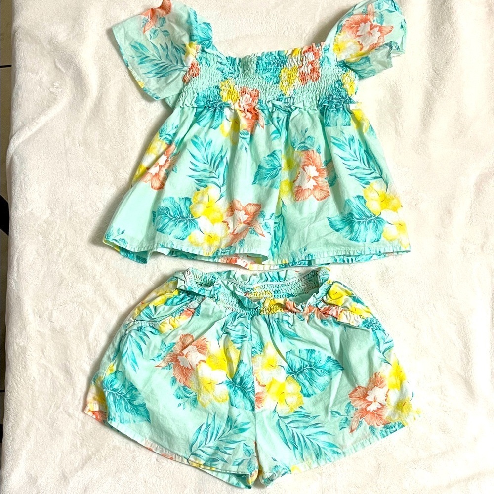 Janie and Jack Pastel Floral Smocked Set